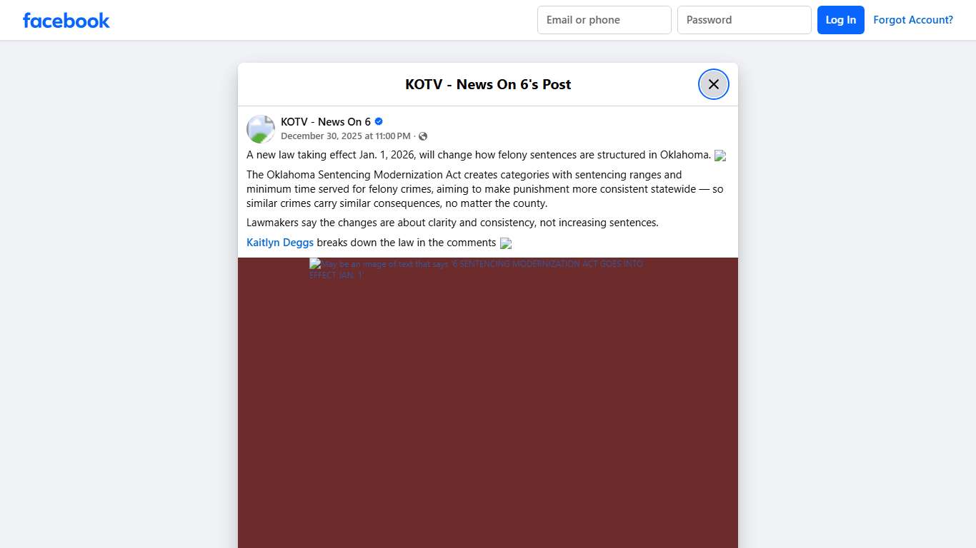 A new law taking effect Jan. 1, 2026,... - KOTV - News On 6 Facebook